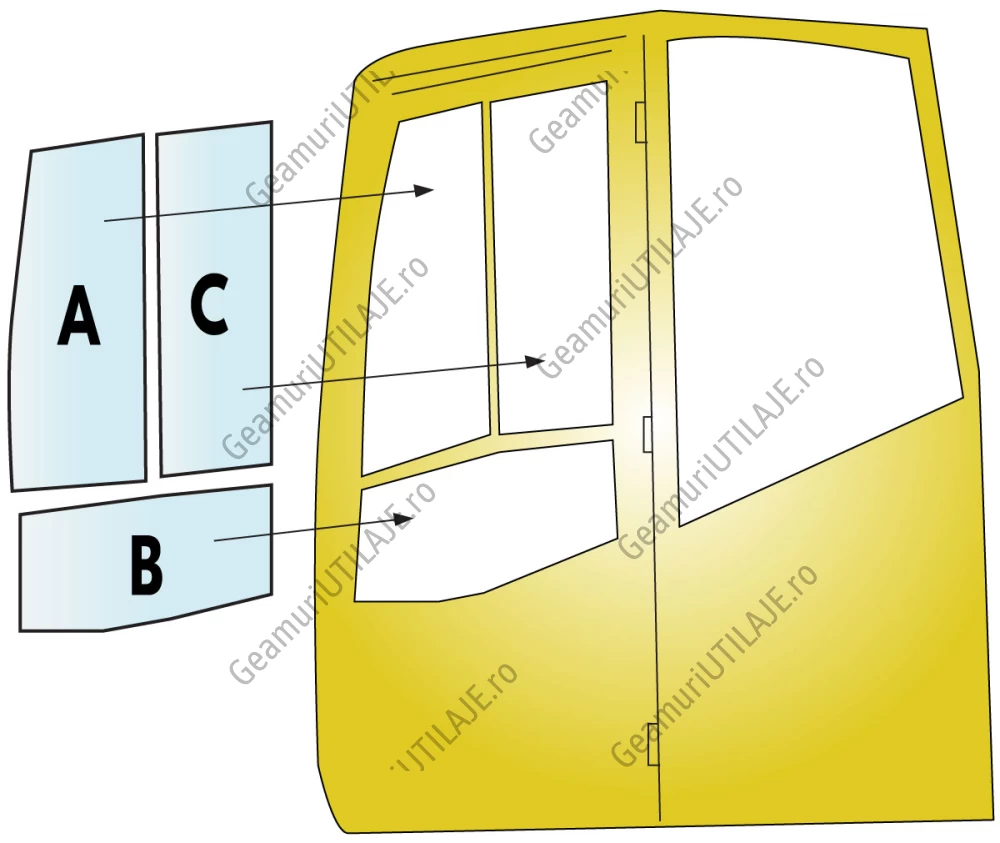 Geam utilaj Atlas / Parbriz utilaj Atlas 1204  1304  1404  1504  1604  1704  1804
