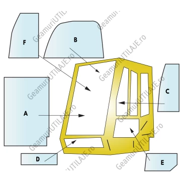 Geam utilaj Case / Parbriz utilaj Case 588B-688B-788B-888B-988B-1088B-1288B-1488B