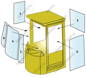 Geam utilaj Case / Parbriz utilaj Case 621B - 721B - 821B