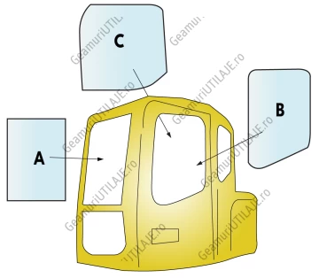 Geam utilaj Case / Parbriz utilaj Case CX75 - CX80 - CX135 - 225SR