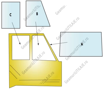 Geam utilaj Caterpillar / Parbriz utilaj Caterpillar 725 - 730 - 735 - 740 - 745