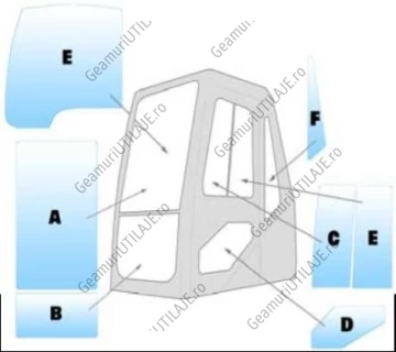 Geam utilaj Daewoo / Parbriz utilaj Daewoo S140LC-V, S140W-V, S175LC-V, S180W-V, S210W-V, S225LC-V, S225LL, S225NLC-V S255LC-V, S300LC-V, S340LC-V, S420LC-V, S470LC-V, S500Lc