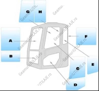 Geam utilaj Doosan / Parbriz utilaj Doosan  DX27Z - 35Z