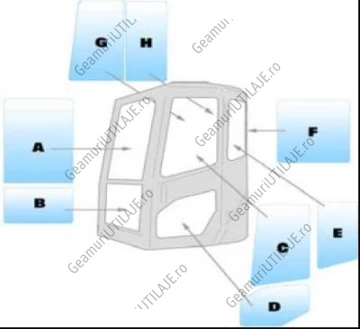 Geam utilaj Doosan / Parbriz utilaj Doosan  DX27Z - 35Z