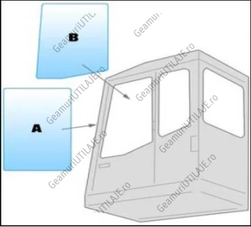 Geam utilaj Fuch / Parbriz utilaj Fuch 331 - 340 - 370 -380
