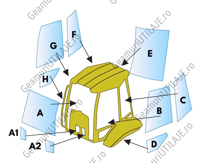 Geam utilaj/ Parbriz utilaj New Holland  LB75 - 115 B SERIES