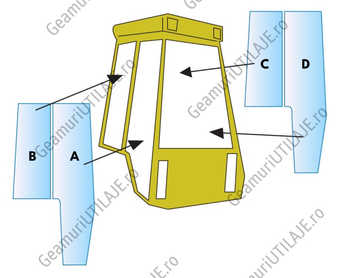 Geam utilaj JCB/ Parbriz JCB 3CX (BLACK CAB)