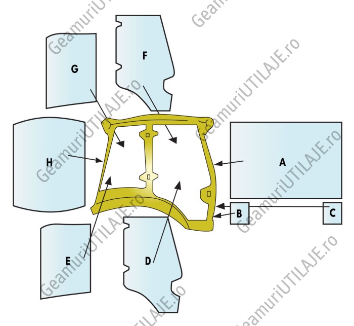 Geam utilaj JCB / Parbriz utilaj JCB 3CX PROJECT 21