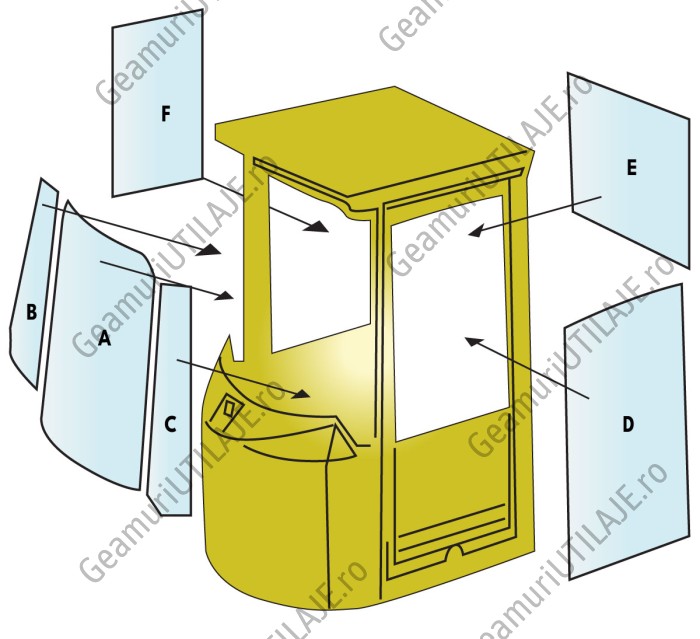 Geam utilaj Hitachi / Parbriz utilaj Hitachi W SERIES