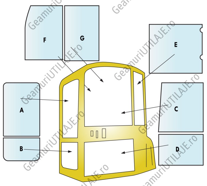 Geam utilaj/ Parbriz utilaj New Holland E30.2SR - E35.2SR - E40.2SR - E50.2SR