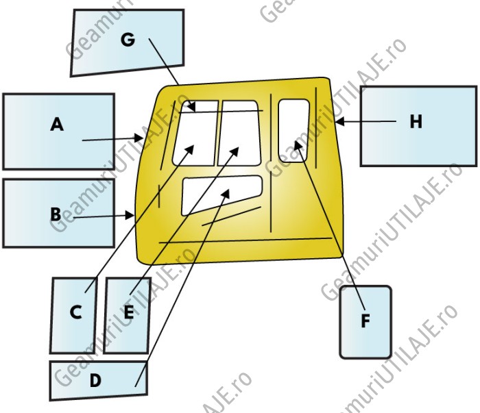 Geam utilaj Caterpillar / Parbriz utilaj Caterpillar  300 B SERIES