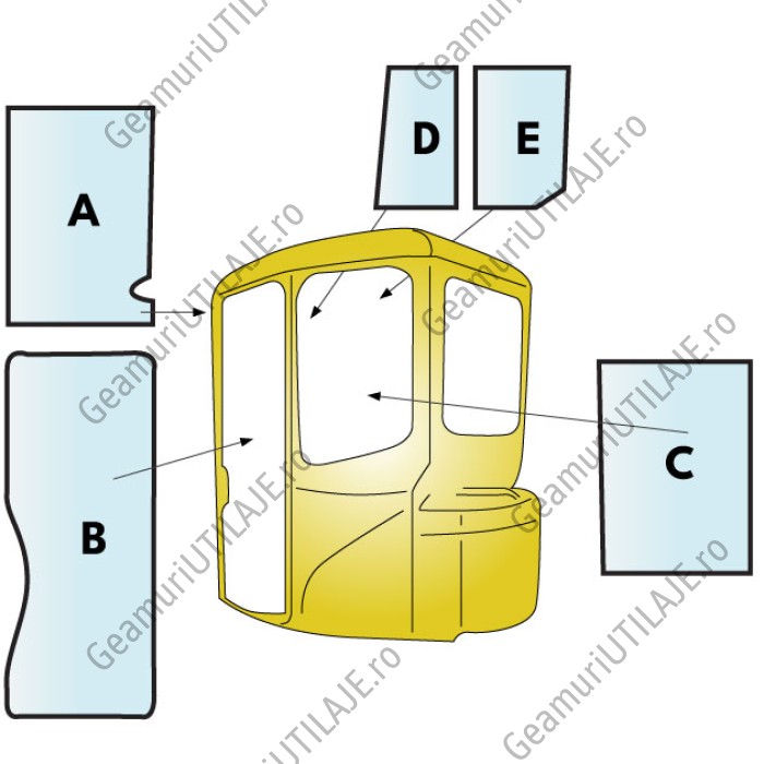Geam utilaj Caterpillar / Parbriz utilaj Caterpillar 303C CR - 303.5C CR - 305C CR
