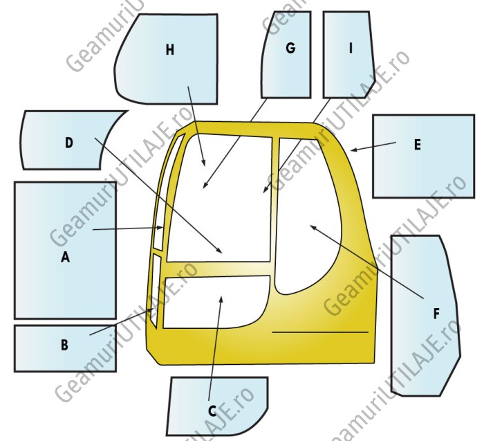 Geam utilaj / Parbriz utilaj Komatsu PC75R - 95R - PC110R SERIES 2