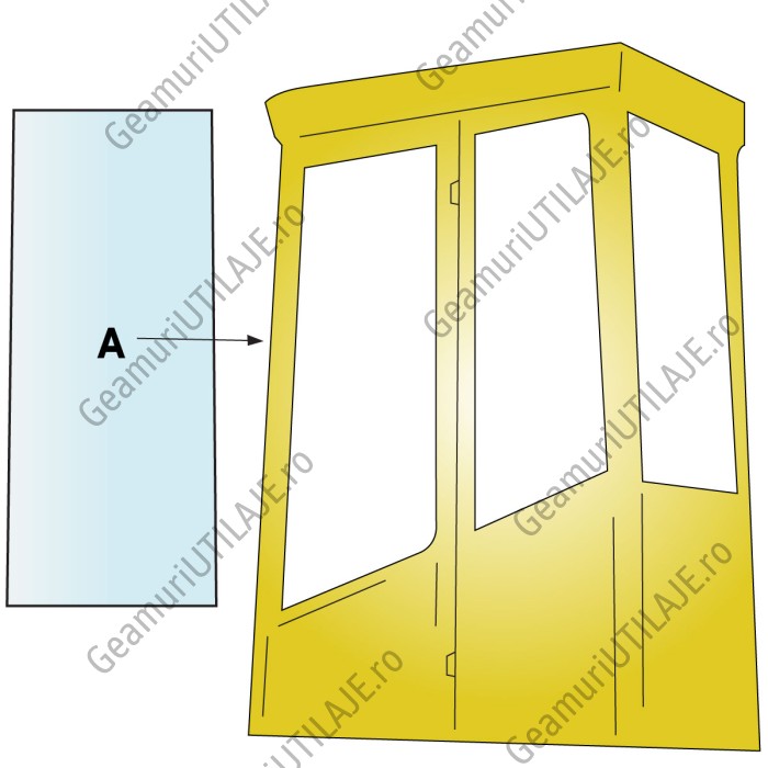 Geam utilaj JCB / Parbriz utilaj JCB 814