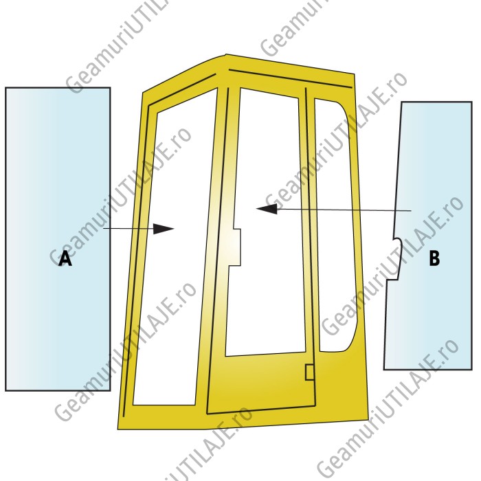Geam utilaj/ Parbriz utilaj Poclain 60 - 90